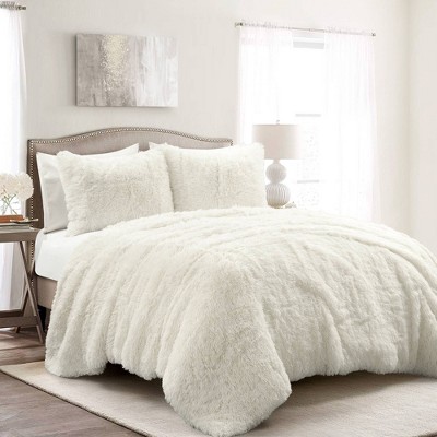 Intelligent Design 3pc Full/queen Leena Shaggy Long Faux Fur Comforter Mini  Set Ivory : Target