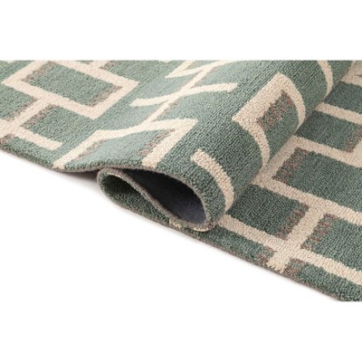 Hand-Tufted Green Wool Rectangular Area Rug 3' x 5'