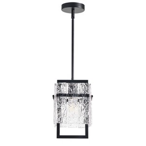 Modern Clear Glass Pendant Light 1-Light Ripple Textured Single Light Fixture for Kitchen Island - 1 of 4