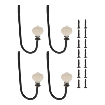 Unique Bargains Vintage Clothes Hooks 4.69"x2.56"x1.02" Black 4 Pcs
