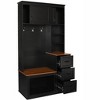 TIRAMISUBEST Modern Entryway Bench with Coat Rack, 3 Shelves and Drawers, 3 Sturdy Hooks, 40.2'' Wide Hall Tree with Storage Bench - 3 of 4