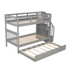 NicBex Twin over Twin Bunk Bed Convertible Pine Triple Bed Frame with Trundle, Storage Stairs and Full Length Guardrail, No Box Spring Required - 2 of 3