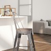 Merrick Lane Clear Coated 24" Counter Height Stool with Powder Coated Metal Frame and Textured Wooden Seat - 3 of 4