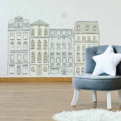 Illustrated Townhouses Peel and Stick Giant Wall Decal - RoomMates