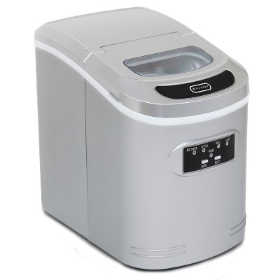 Compact Metallic Silver Freestanding Portable Ice Cube Maker