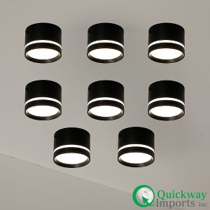 Quickway Imports 15W Surface-Mounted LED Cylinder Downlight Modern 4000K White Spotlight Black Aluminum Frame - 1 of 4