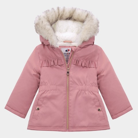 Куртка Rokka&Rolla Fleece Lined Parka Jacket Puffer Coat-Rose Pink, size 4T для девочек, цвет: Розовый