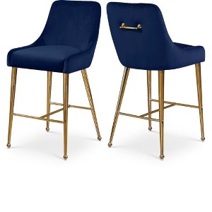 Meridian Furniture,Owen Navy Velvet Stool, Set of 2 - 1 of 4