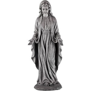John Timberland Virgin Mary Statue Sculpture Decor Outdoor Garden Front Porch Patio Yard Outside Home Balcony Gray Stone Finish Ceramic 29" Tall - 1 of 4