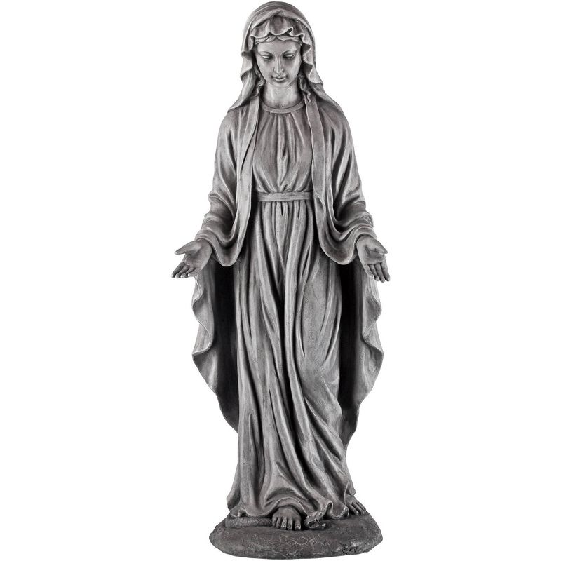 John Timberland Virgin Mary Statue Sculpture Decor Outdoor Garden Front Porch Patio Yard Outside Home Balcony Gray Stone Finish Ceramic 29" Tall, 1 of 9
