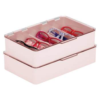 mDesign Plastic Stackable Eyeglass Storage Organizer, 5 Sections