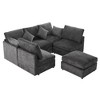GlasFlength Sectional Sofas,Luxurious and Plush, Gray Sectional Sofa, Features a Chaise Lounge for Extra Comfort,Black,85.4"*62.2"*33" - 3 of 4