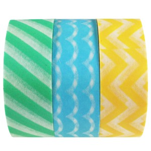 Pastel Lines Washi Tape Masking Tape, Set of 3 - 1 of 3
