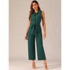Allegra K Women's Button Down Collared Wide Leg Tie-Waist Sleeveless Cargo Jumpsuits - 2 of 4