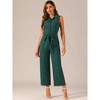 Allegra K Women's Button Down Collared Wide Leg Tie-Waist Sleeveless Jumpsuits - image 2 of 4