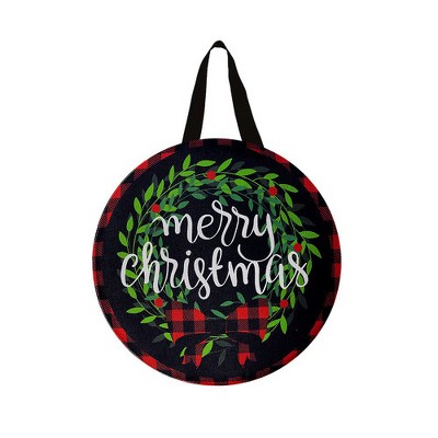 Briarwood Lane Christmas Wreath Burlap Door Hanger Embroidered 13