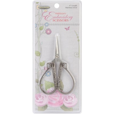 Sullivans Heirloom Embroidery Scissors 4"-Antique Silver Teardrop Handle