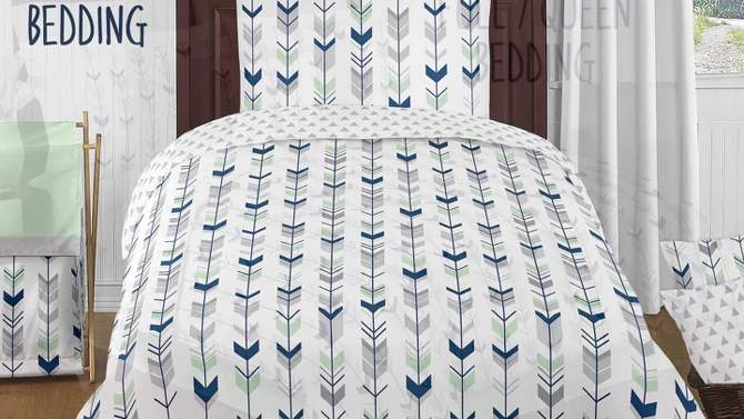 Sweet Jojo Designs Boy Girl Gender Neutral Unisex Baby Crib Bedding Set - Mod Arrow Collection Grey and Green 4pc, 2 of 8, play video