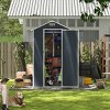 Dark Gray Resin Backyard Storage Shed with Window, Outdoor Plastic Garden Tool Shed, Weatherproof Roof Storage Shed with Large Space-Coolbibila - 2 of 4