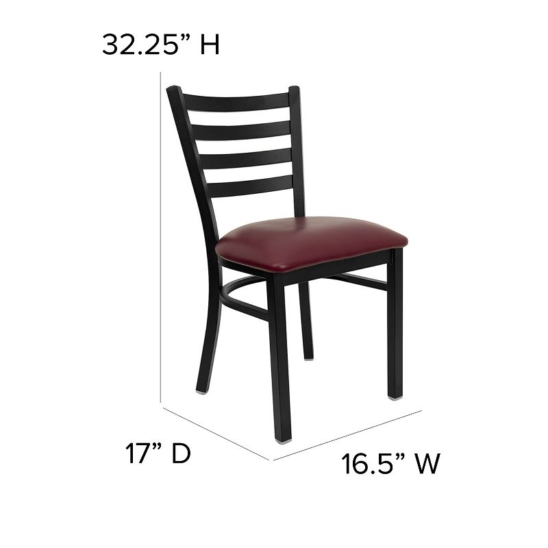 Flash Furniture 4 Pack HERCULES Series Black Ladder Back Metal Restaurant Chair - Burgundy Vinyl Seat, 5 of 12