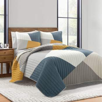 3pc Modern Color Block Quilt Set - Lush Décor