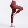 NAYSAYE L Women Yoga Pant Leggings Ribbed Solid High-Waisted Tummy Control Seamless Soft Gym Outfit Yoga Pants for Women Leg Training, Brown - 2 of 4