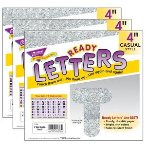 TREND Silver Sparkle 4" Casual Uppercase Ready Letters®, 71 Per Pack, 3 Packs - 1 of 3