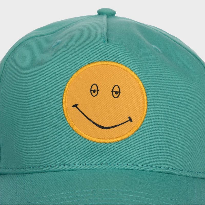 Men&#39;s Dazed and Confused Smiley Face Printed Cotton Baseball Hat - Teal Green, 4 of 5