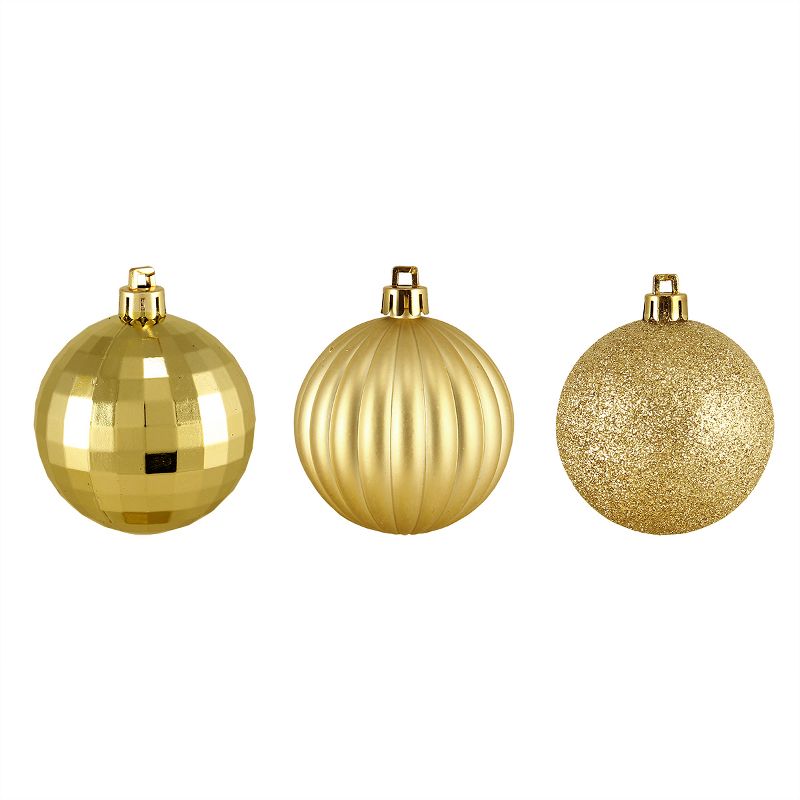 Northlight 100ct Shatterproof 3-Finish Christmas Ball Tree Ornament Set 2.5" - Gold, 1 of 4