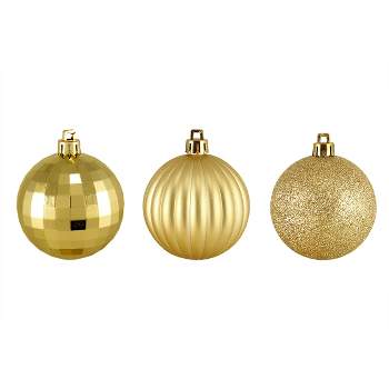 Northlight 100ct Shatterproof 3-Finish Christmas Ball Tree Ornament Set 2.5" - Gold