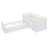 TIRAMISUBEST L-shaped Space-Saving Twin Loft and Twin Platform Bed with 7 Drawers and Full Guardrails, Kids Bed Frame with Storage Shelf - 3 of 4