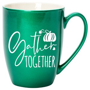 Elanze Designs Gather Together Wreath Emerald Green 10 ounce New Bone China Coffee Cup Mug - 1 of 4