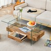 KIGFTSOD Modern Two-Tier Coffee Table - An Elegant Combination of Clear Glass Top, Side Table, Display Stand - 2 of 4