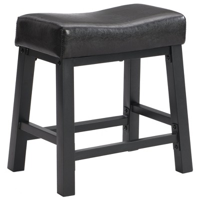 eHemco Heavy-Duty Padded Faux Leather Saddle Seat Metal Kitchen Bar Stools, 18.9 Inches