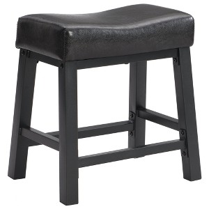 eHemco Heavy-Duty Padded Faux Leather Saddle Seat Metal Kitchen Bar Stools, 18.9 Inches - 1 of 4