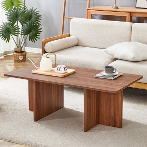 VYNXARIA 44.8-Inch Walnut Wood Grain MDF Coffee Table with Triangular Support - 1 of 4