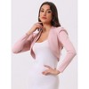 Allegra K Women's Curved Hem Puff Long Sleeve Open Front Crop Bolero Shrug - 4 of 4
