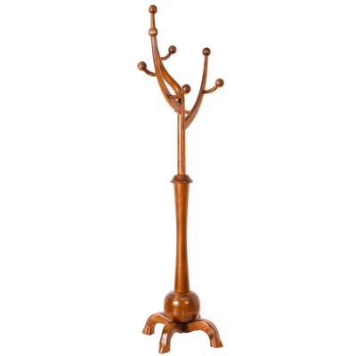 Bekrvio Coat Rack Freestanding Wood Tree Rack with 8 Hooks, Teak