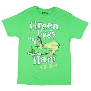 Seven Times Six Dr Seuss Shirt Mens Green Eggs And Ham Sam I Am Short Sleeve Graphic Tee Green - 1 of 3