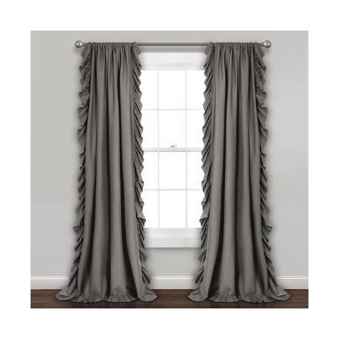 Set of 2 (95"x54") Reyna Light Filtering Window Curtain Panel Gray - Lush Décor: Bohemian Style, Rod Pocket, Polyester - image 1 of 4