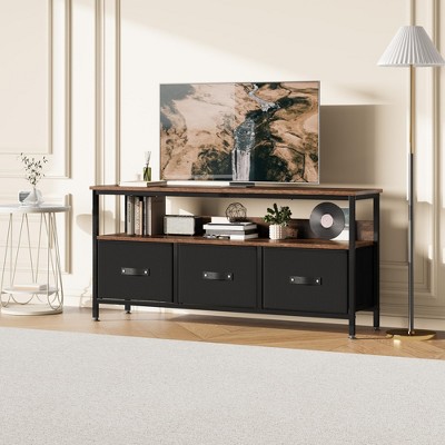 homfan TV Stand & Dresser with Storage - 3-drawer Entertainment Center for Living Room, Black - Fits 32 to 55-inch TVs & Media