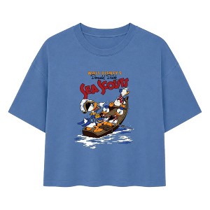 Women's Disney Donald Duck Sea Scouts Boxy T-Shirt - Denim Blue ...