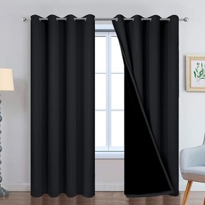 Yakamok Room Darkening Thermal Insulated Blackout Curtains for Bedroom (52Wx90L,Black 2 Panels) - 1 of 1
