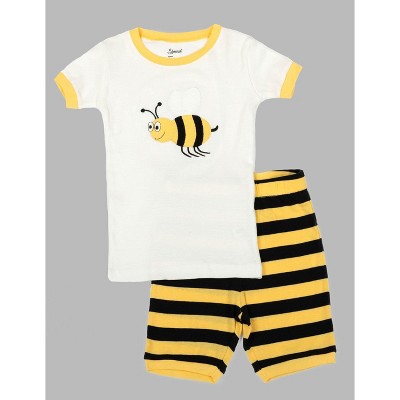 Leveret Boys Shorts Bumble Bee 2 Piece Pajama 100% Cotton Size 2 Toddler -10Y 