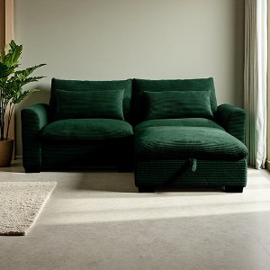 86.6" Corduroy Cloud L-Shaped Modular Sectional Sofa with Deep Seat & Storage Ottoman - 1 of 4