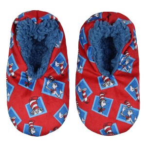 Dr. Seuss Kids Cat in The Hat Slipper Socks No-Slip Sole For Boys or Girls - 1 of 3