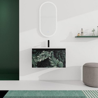 30'' Floating Wall-Mounted Bathroom Vanity Ceramics Sink,Floating Sink with Soft-Close Cabinet Door, KD-Package-Cuddlewood