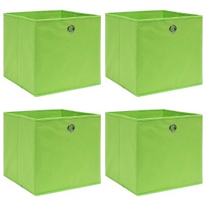 vidaXL Storage Boxes 4 pcs Green 12.6"x12.6"x12.6" Fabric - 1 of 4