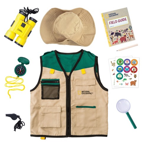 NATIONAL GEOGRAPHIC Backyard Safari Costume and Outdoor Explorer Set for Kids, Includes Safari Vest, Hat, Binoculars, Magnifying Glass, Journal & Stickers - image 1 of 4