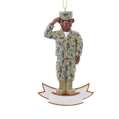 Kurt S. Adler 4.25” U.S. Army Saluting Soldier in Uniform Christmas Ornament - Brown/Blue